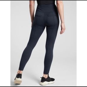 Athleta Black High Rise Delancey Herringbone Tight Dress Leggings Large